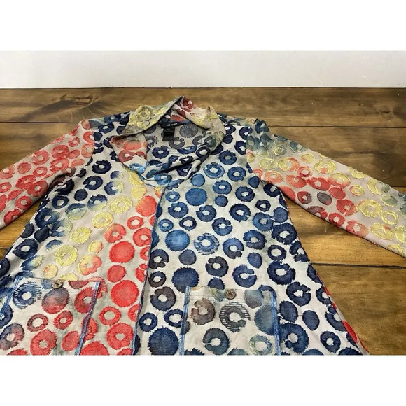 Ali Miles Embroidered Tunic Top Small Rainbow Wearable Art Boho - Picture 8 of 12